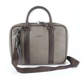 Bulgari Bvlgari Weekend Leather 2-Way Handbag Brown Beige