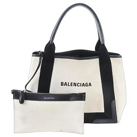 Balenciaga Cabas Handtasche Navy mit Pouch Schwarz Roh Marineblau