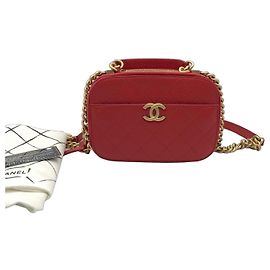 Vanity Case Chanel Small Red Caviar Leather Roja