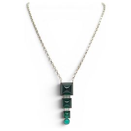NEUF COLLIER PHILIPPE FERRANDIS PIERRES TAILLEES VERTES EN METAL DORE NECKLACE Doré