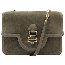 Hermès BOLSA VINTAGE HERMES SANDRINE EM COURO DE BEZERRO OBLIS KHAKI COM ALÇA Caqui