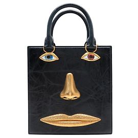 NUOVA BORSA SCHIAPARELLI FACE CABAS TOTE IN PELLE NERA Nero