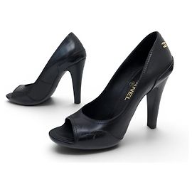 ESCARPIN CHANEL G29862 38 COURO PRETO Preto