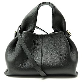 Polène NOVA BOLSA DE OMBRO POLENE NUMERO NEUF MINI GRAINE EM COURO PRETO Preto