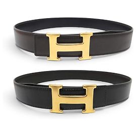 Hermès CINTURÓN VINTAGE HERMES HEBILLA H 32MM T72 A 78 EN CUERO BOX REVERSIBLE Otro