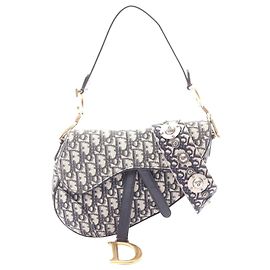 Bolsa Dior Saddlebag Oblique 2WAY em lona e couro Marrom Bege