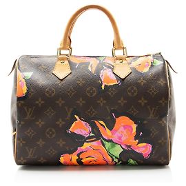 Sac à main Louis Vuitton Limited Edition Monogram Canvas Roses Speedy 30 Marron