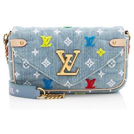 Pochette New Wave in denim Louis Vuitton Blu