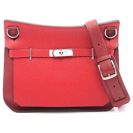 Hermès Bolso de hombro de cuero Hermes Jypsiere 28 Roja