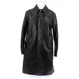 Saint Laurent Black long leather jacket Black