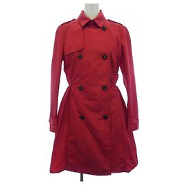 Valentino Silk Blend Trench Coat Red