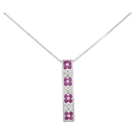 Autre Marque K18WG Ruby Diamond Necklace Red