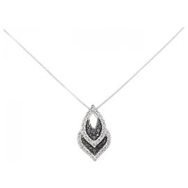Autre Marque Colar de ouro branco Au750 e ouro preto com diamantes Preto Branco