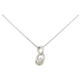 Autre Marque Platin-Diamant-Halskette Silber