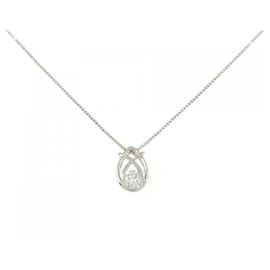 Autre Marque Platin-Diamant-Halskette Silber