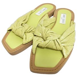 Sandali piatti Jimmy Choo in pelle con stampa pitonata Altro Giallo