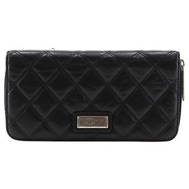 Chanel Paris New York Line Lambskin Long Wallet Black