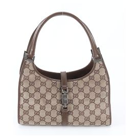 Borsa Tote Gucci Jackie GG Canvas e Pelle Marrone Beige