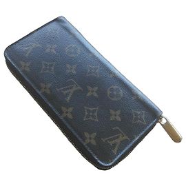 Louis Vuitton Zippy Wallet Monogram Canvas Brown Red