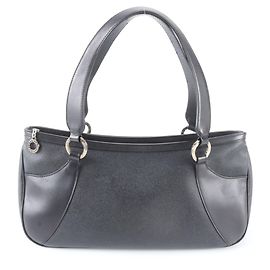 Bulgari Bvlgari Black Leather Tote Bag Black