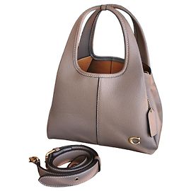 Bolsa Coach de couro cinza com alça de ombro Marrom Cinza