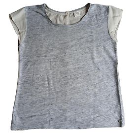 Des Petits Hauts T-shirt de lin e seda cinza e creme Cinza Cru