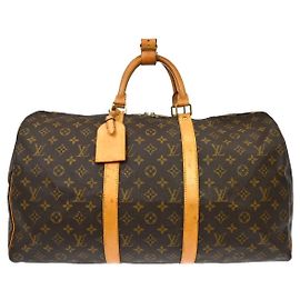 Bolsa Keepall Louis Vuitton em canvas Monogram 50 Marrom