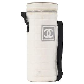 Bolso de hombro CHANEL Sports Choco Bar Nylon Blanco Plata CC Auth 126116A Plata Blanco