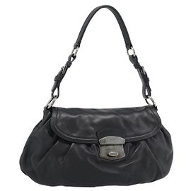 Borsa a Spalla PRADA in Pelle Nera Argento Auth 185477SAV Nero Argento