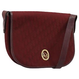 Bolso de hombro Christian Dior Trotter Canvas Rojo Oro Auth 185078 Roja Dorado