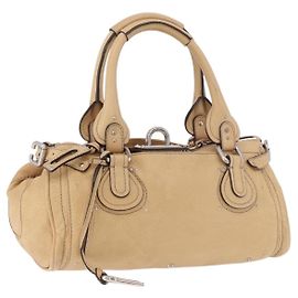 Chloé Chloe Paddington Handtasche Leder Beige Silber Auth 184977A Silber Beige