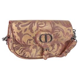 Borsa a Spalla Christian Dior BOBBY EAST-WEST Pelle Bronze Silver Auth 184842SM Argento Bronzo