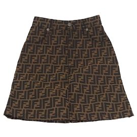 FENDI Zucca Canvas Rock Schwarz Braun Authentisch 185019A Braun Schwarz