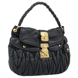 Borsa Coffer Convertible in pelle Miu Miu Nero