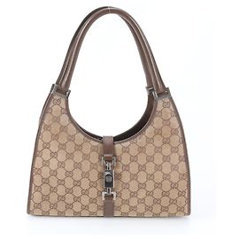 Bolsa Tote Gucci Jackie GG Canvas Marrom Bege