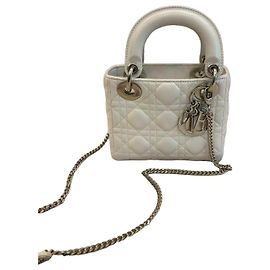 Borsa Mini Lady Dior in pelle bianca Bianco