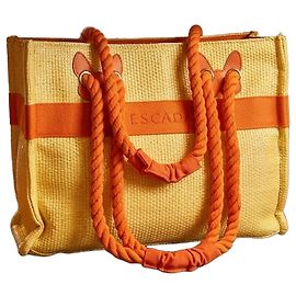 Sac cabas Escada en paille jaune avec détails orange Orange Jaune