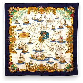 Hermès Hermes Carre 90 VOILES DE LUMIERE Sciarpa in seta Multicolore Blu navy