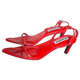 Jil Sander Rote Ledersandalen Rot
