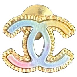 Broche Chanel logo CC dégradé métal doré Multicolore