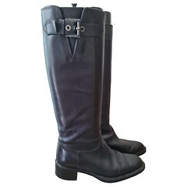 Botas altas de couro preto TOD'S Preto