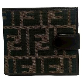 Fendi FF Zucca Pattern Bi-Fold Wallet Brown Black