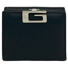 Gucci G-Logo Hardware Leather Bi-Fold Wallet Black