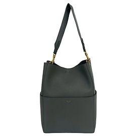 Céline Celine Sangle Bucket Logo Leather Semi-One Shoulder Bag Brown