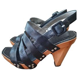 Free Lance Sandali con tacco in pelle nera Nero