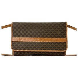 Céline Bolsa de Ombro Celine Vintage Macadam Blazon Triomphe Logo Pattern Marrom