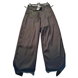 Calça Balenciaga larga de cetim preta Eveningwear Preto