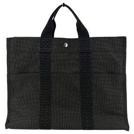Hermès Sac cabas Hermes Paris Grey Canvas Her Line Herline MM Yale Bleu