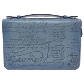 Berluti Itauba Wide Grandiant Leather Long Wallet Blue