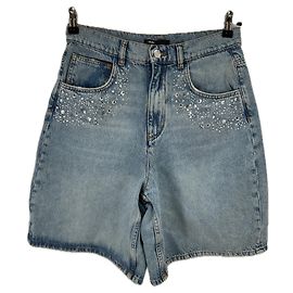 Maje Bermuda in denim con strass Blu